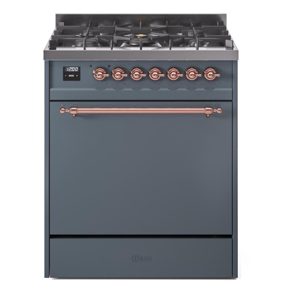 Nostalgie II 30 UP30QNMPBGP Freestanding Dual Fuel Range with 5 Sealed Burners Single Oven with Solid Door with Copper knobs