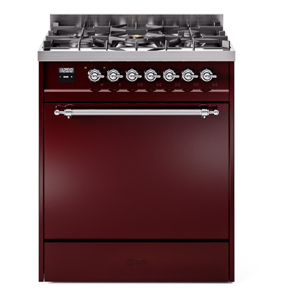Nostalgie II 30 UP30QNMPBUC Freestanding Dual Fuel Range with 5 Sealed Burners Single Oven with Solid Door with Chrome knobs