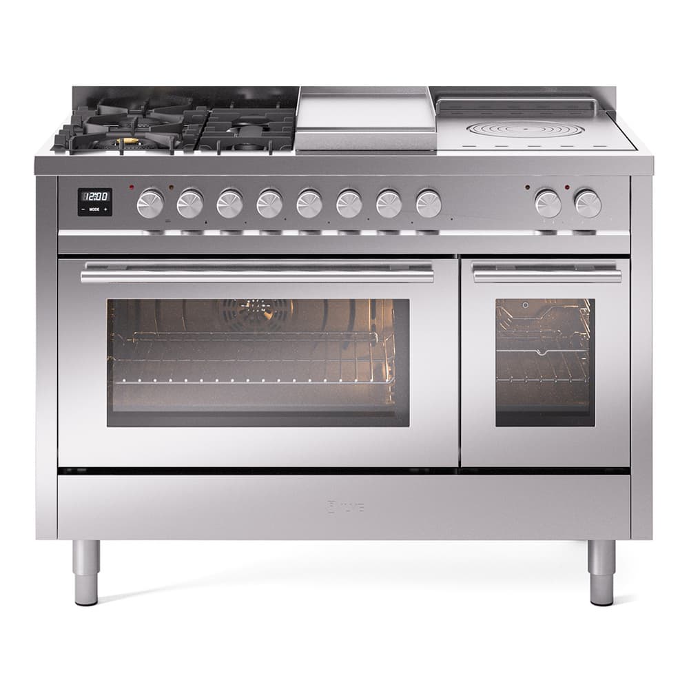 Professional Plus II 48 UP48FSWMPSS Freestanding Dual Fuel Range with 5 Sealed Burners with Griddle and French Top Double Oven with Triple Glass Door