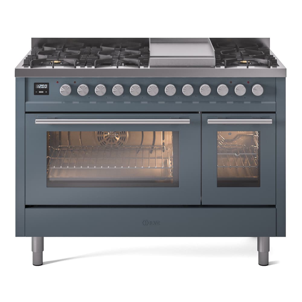 Professional Plus II 48 UP48FWMPBG Freestanding Dual Fuel Range with 8 Sealed Burners with Griddle Double Oven with Triple Glass Door with Stainless Steel knobs