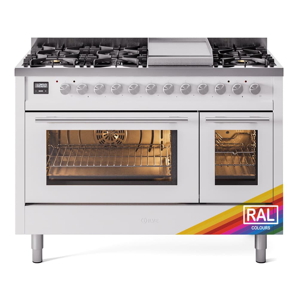 Professional Plus II 48 UP48FWMPRA Freestanding Dual Fuel Range with 8 Sealed Burners with Griddle Double Oven with Triple Glass Door with Stainless Steel knobs