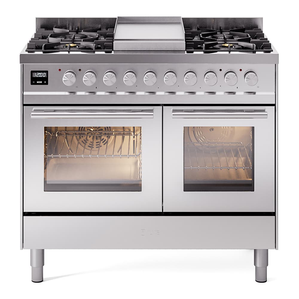 Professional Plus II Series 40 inch Freestanding Dual Fuel Range with Natural Gas, 6 Sealed Burners, Double Ovens, 4.3 cu. ft. Total Oven Capacity, Griddle, Convection Oven, Continuous Grates, Storage Drawer