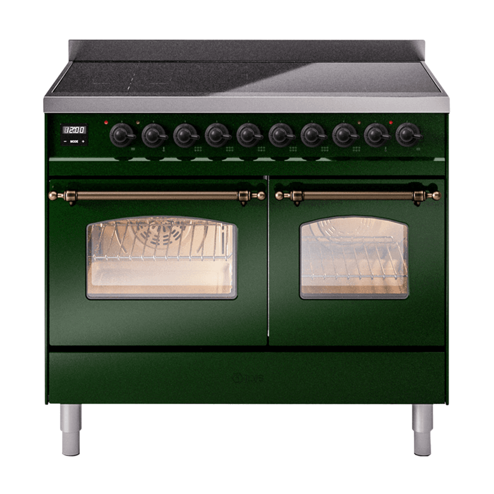 Nostalgie II 40 UPDI406NMPEGB Freestanding Electric Range Range with Induction Double Oven with Triple Glass Door with Bronze knobs