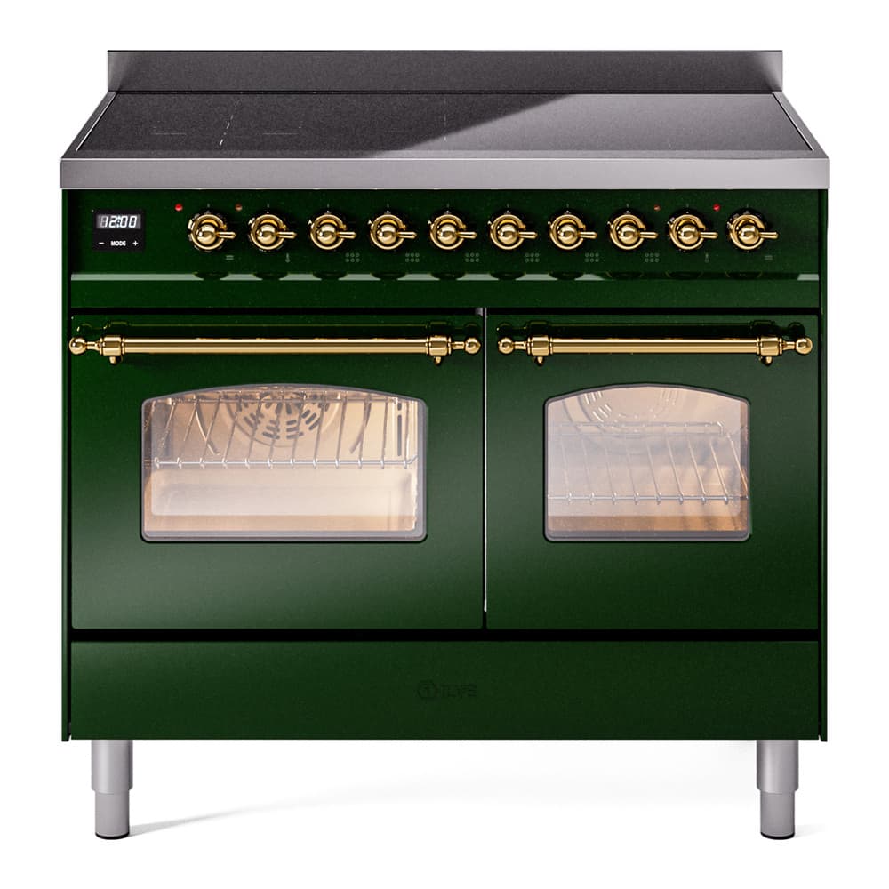 Nostalgie II 40 UPDI406NMPEGG Freestanding Electric Range Range with Induction Double Oven with Triple Glass Door with Brass knobs