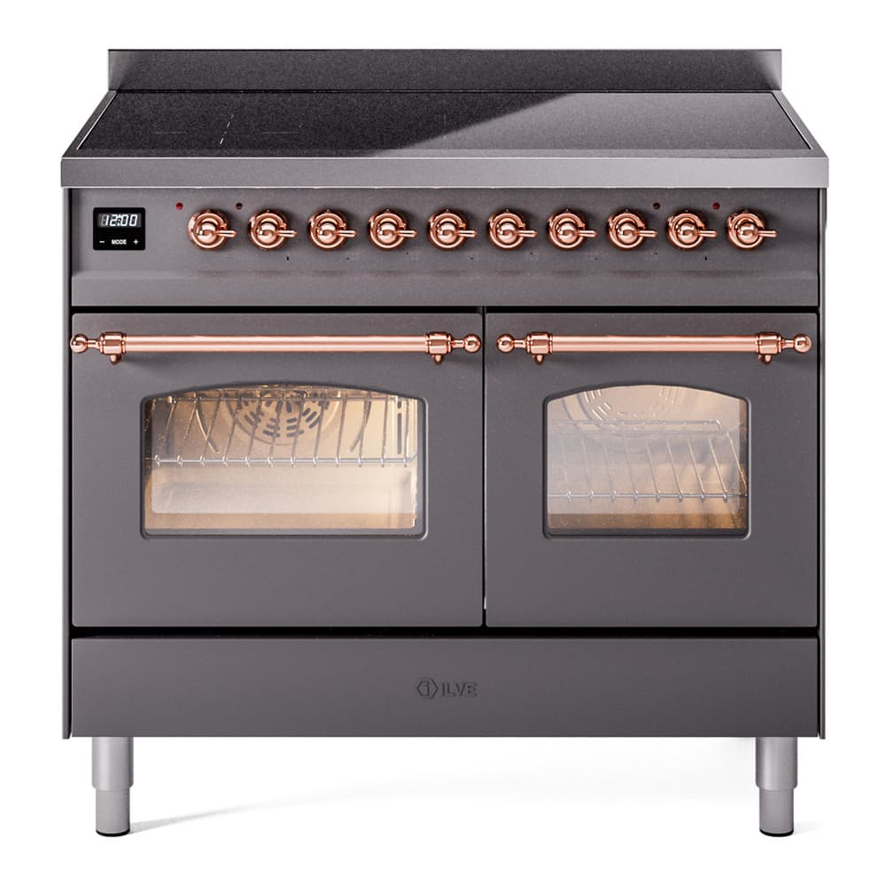 Nostalgie II 40 UPDI406NMPMGP Freestanding Electric Range Range with Induction Double Oven with Triple Glass Door with Copper knobs