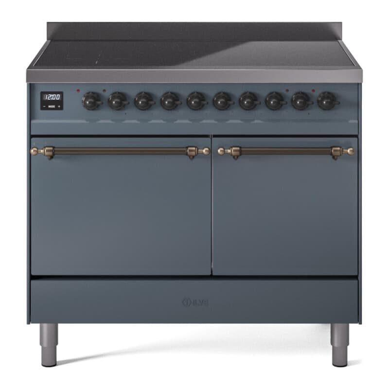 Nostalgie II 40 UPDI406QNMPBGB Freestanding Electric Range Range with Induction Double Oven with Solid Door with Bronze knobs