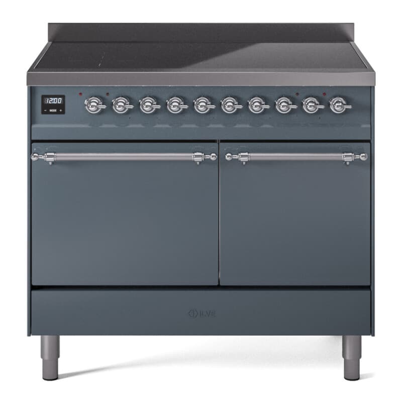 Nostalgie II 40 UPDI406QNMPBGC Freestanding Electric Range Range with Induction Double Oven with Solid Door with Chrome knobs