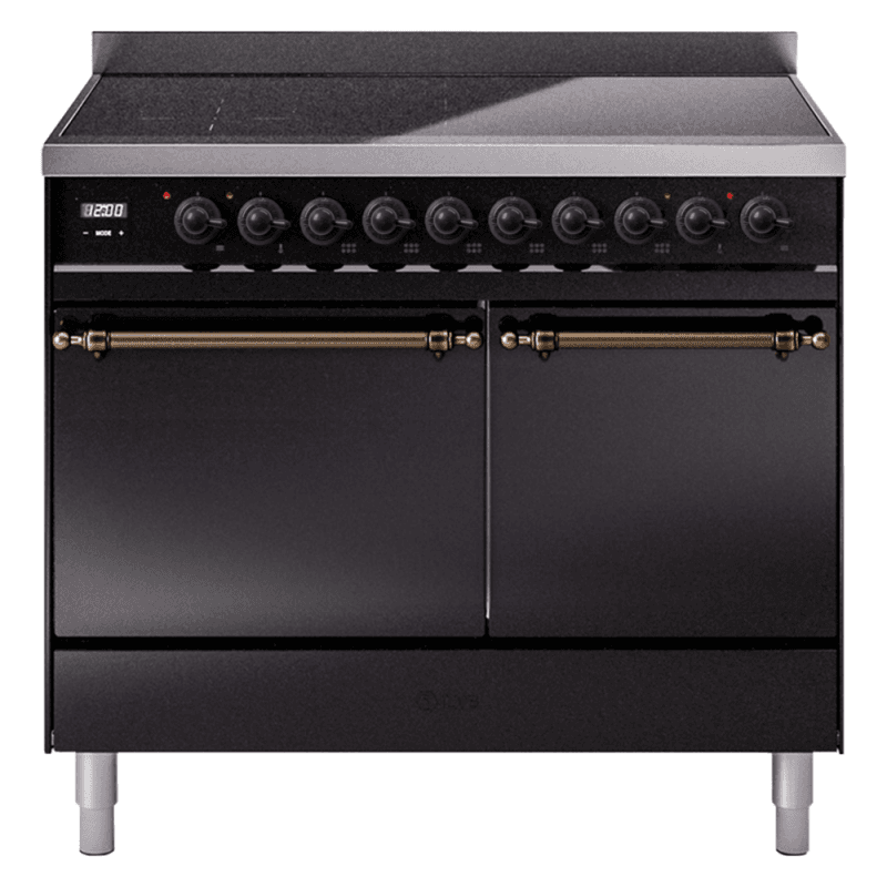 Nostalgie II 40 UPDI406QNMPBKB Freestanding Electric Range Range with Induction Double Oven with Solid Door with Bronze knobs