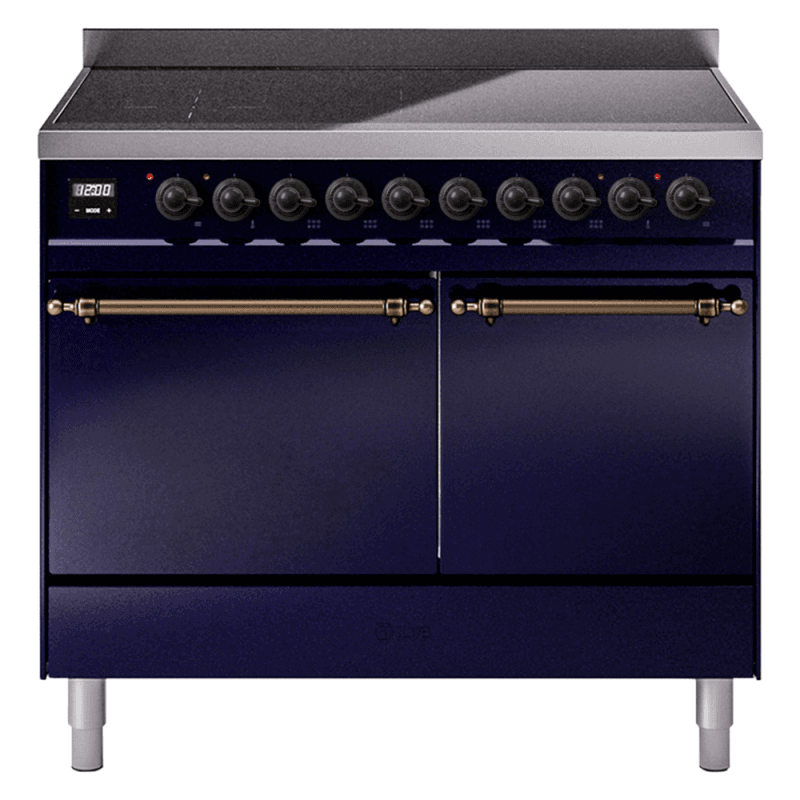 Nostalgie II 40 UPDI406QNMPMBB Freestanding Electric Range Range with Induction Double Oven with Solid Door with Bronze knobs