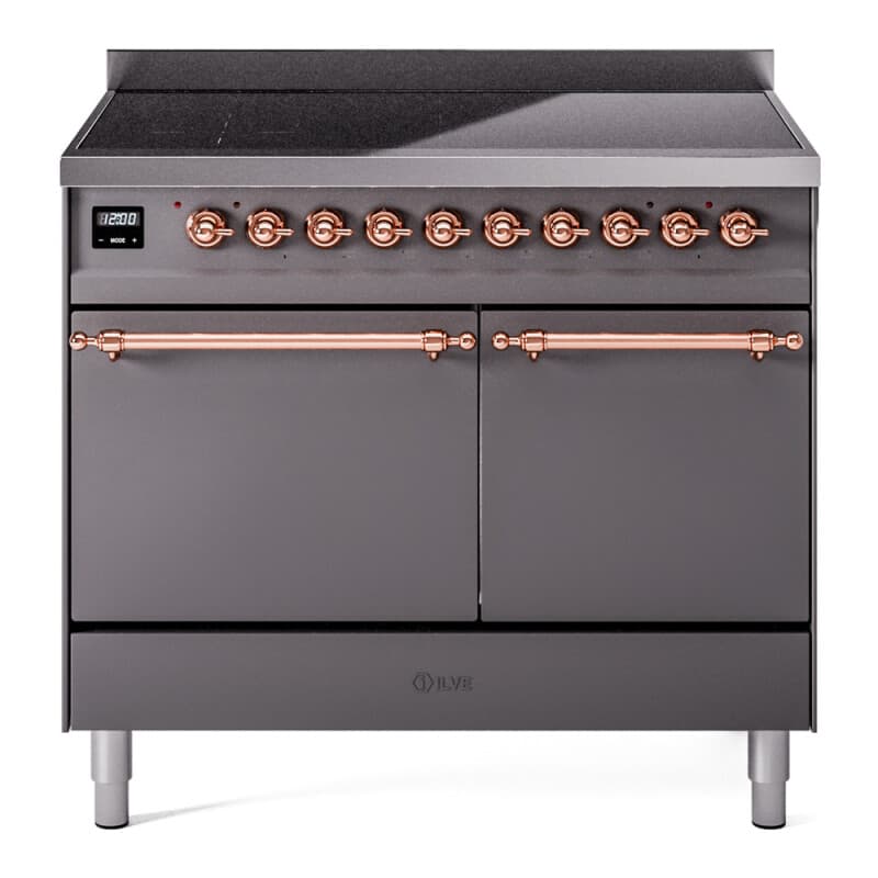 Nostalgie II 40 UPDI406QNMPMGP Freestanding Electric Range Range with Induction Double Oven with Solid Door with Copper knobs