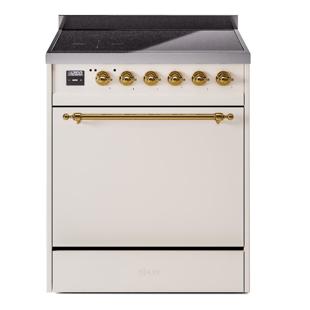 Nostalgie II 30 UPI304QNMPAWG Freestanding Electric Range Range with Induction Single Oven with Solid Door with Brass knobs