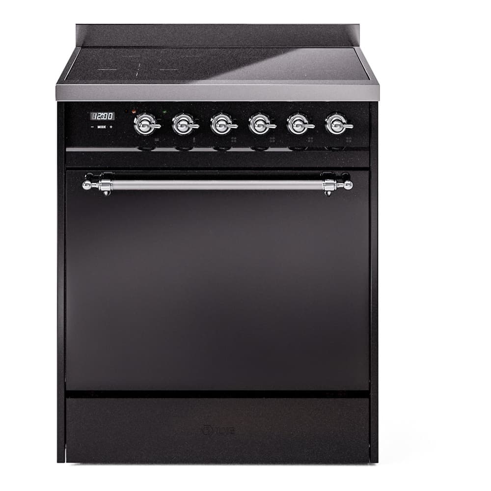 Nostalgie II 30 UPI304QNMPBKC Freestanding Electric Range Range with Induction Single Oven with Solid Door with Chrome knobs