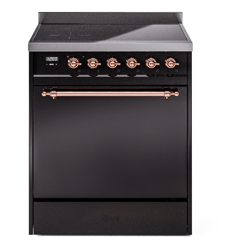 Nostalgie II 30 UPI304QNMPBKP Freestanding Electric Range Range with Induction Single Oven with Solid Door with Copper knobs