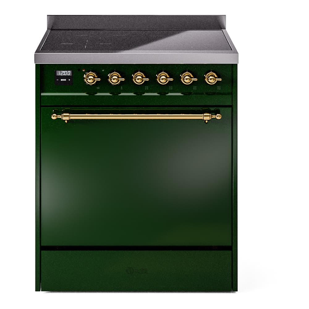 Nostalgie II 30 UPI304QNMPEGG Freestanding Electric Range Range with Induction Single Oven with Solid Door with Brass knobs