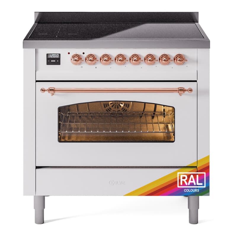 Nostalgie II 36 UPI366NMPRAP Freestanding Electric Range Range with Induction Single Oven with Triple Glass Door with Copper knobs