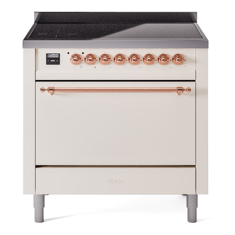 Nostalgie II 36 UPI366QNMPAWP Freestanding Electric Range Range with Induction Single Oven with Solid Door with Copper knobs
