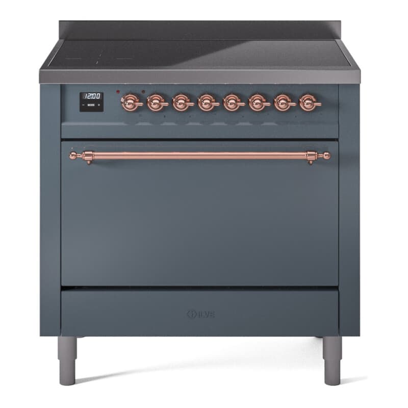 Nostalgie II 36 UPI366QNMPBGP Freestanding Electric Range Range with Induction Single Oven with Solid Door with Copper knobs