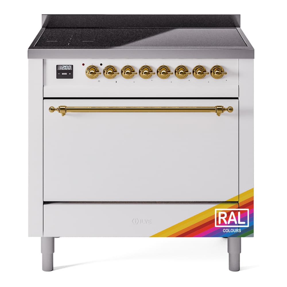 Nostalgie II 36 UPI366QNMPRAG Freestanding Electric Range Range with Induction Single Oven with Solid Door with Brass knobs