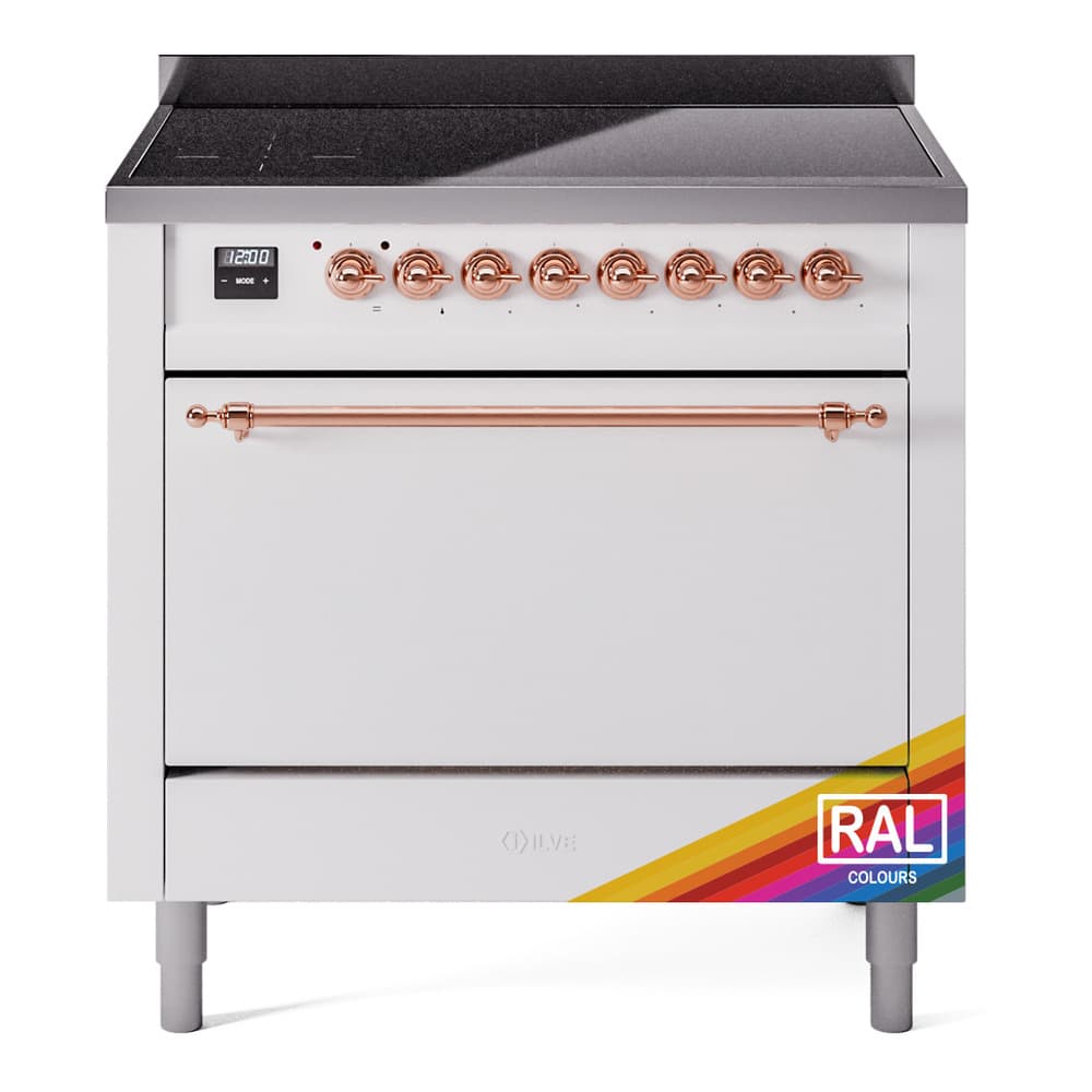 Nostalgie II 36 UPI366QNMPRAP Freestanding Electric Range Range with Induction Single Oven with Solid Door with Copper knobs