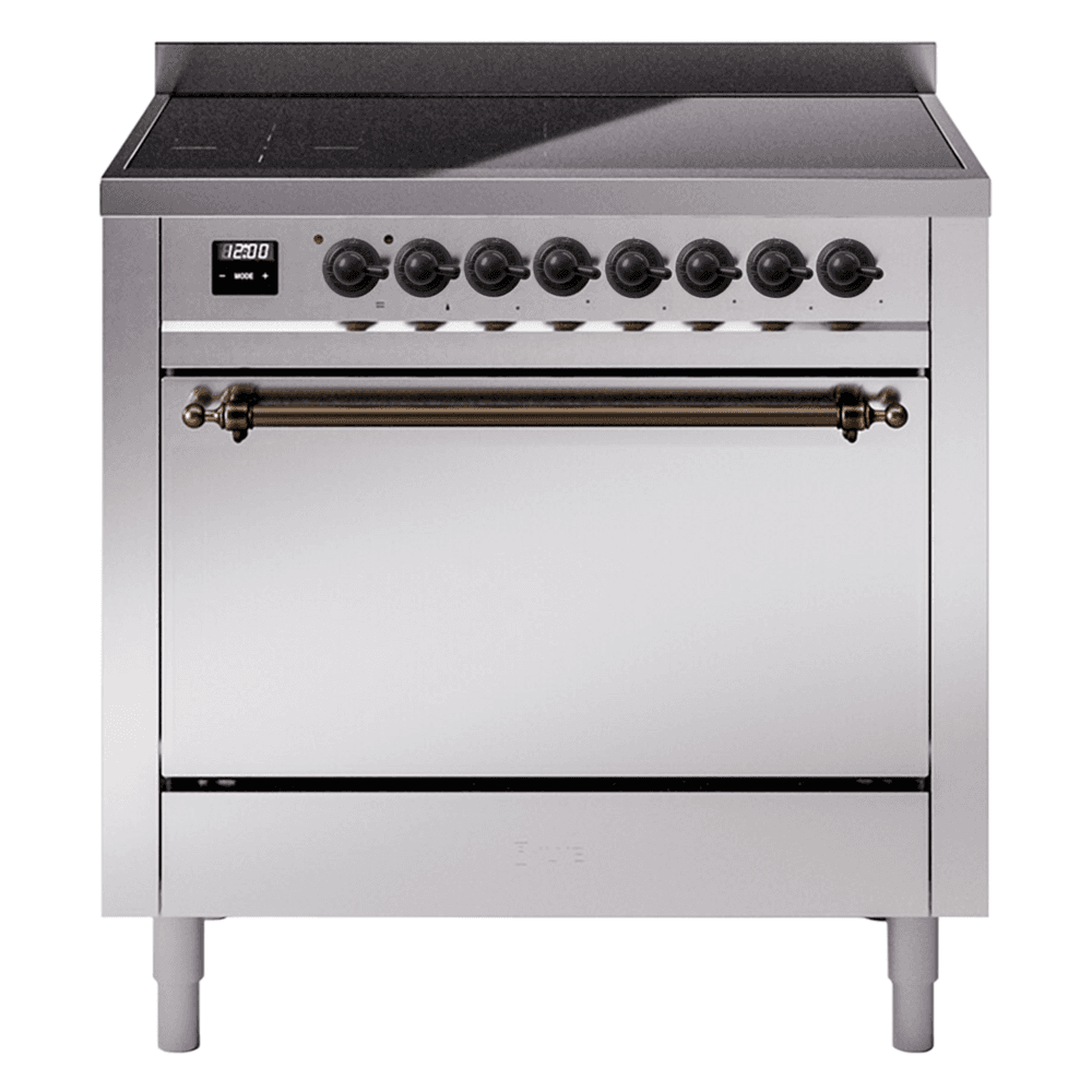 Nostalgie II 36 UPI366QNMPSSB Freestanding Electric Range Range with Induction Single Oven with Solid Door with Bronze knobs