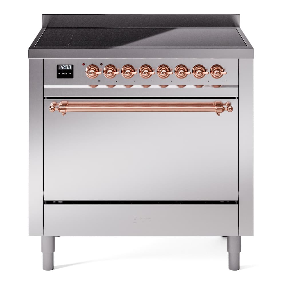 Nostalgie II 36 UPI366QNMPSSP Freestanding Electric Range Range with Induction Single Oven with Solid Door with Copper knobs