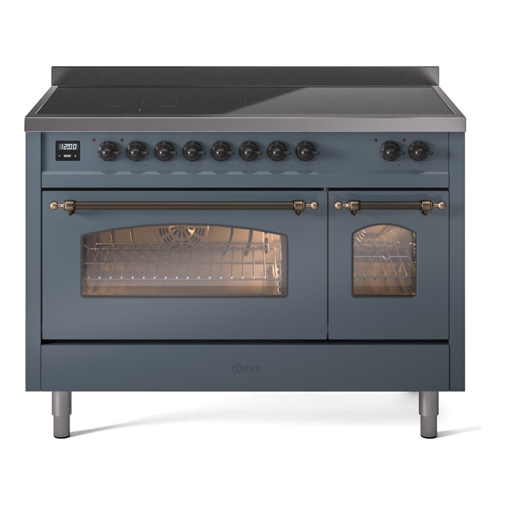 Nostalgie II 48 UPI486NMPBGB Freestanding Electric Range Range with Induction Double Oven with Triple Glass Door with Bronze knobs