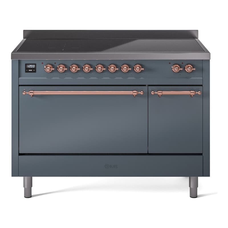 Nostalgie II 48 UPI486QNMPBGP Freestanding Electric Range Range with Induction Double Oven with Solid Door with Copper knobs