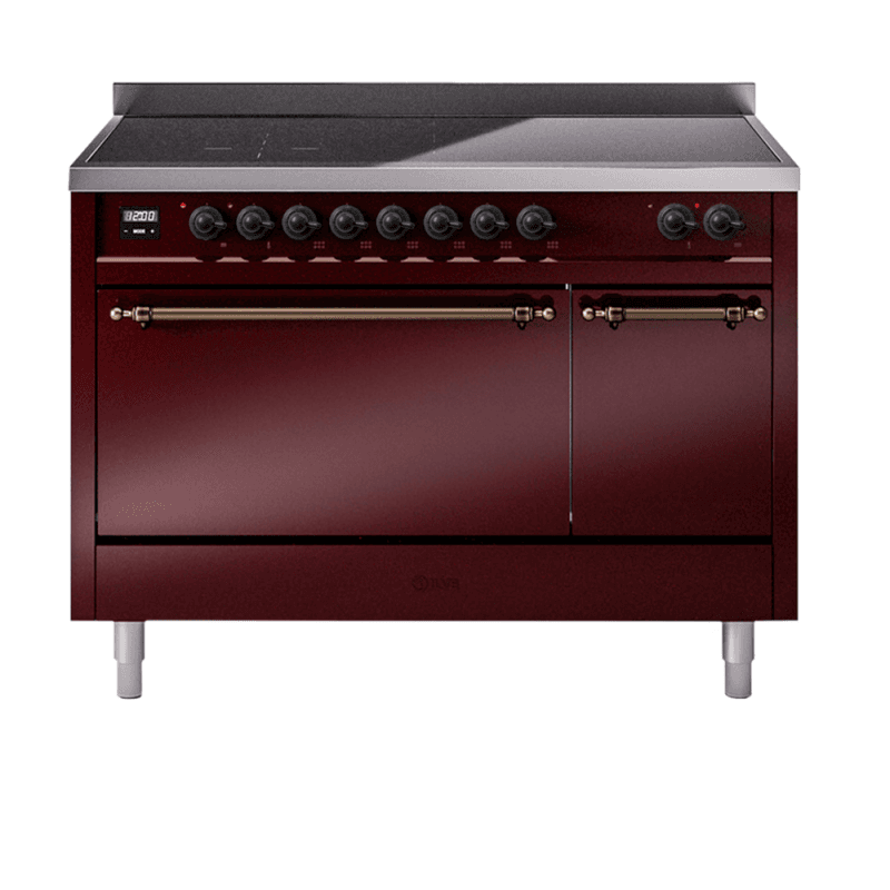 Nostalgie II 48 UPI486QNMPBUB Freestanding Electric Range Range with Induction Double Oven with Solid Door with Bronze knobs