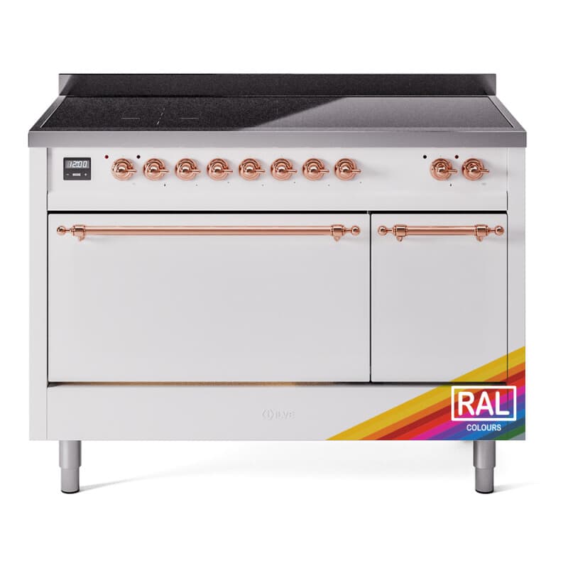Nostalgie II 48 UPI486QNMPRAP Freestanding Electric Range Range with Induction Double Oven with Solid Door with Copper knobs