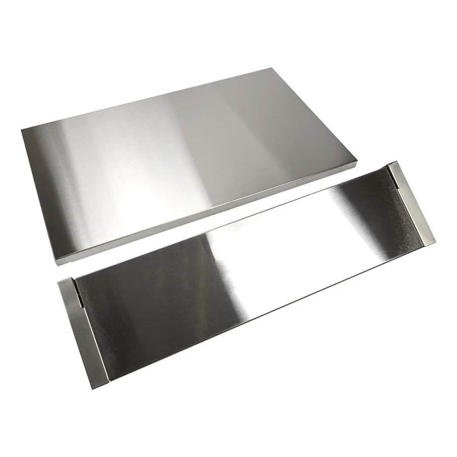 Stainless Steel Backsplash with Dual Position Shelf, measures 36" W x 22" H - for 36" Range or Cooktop