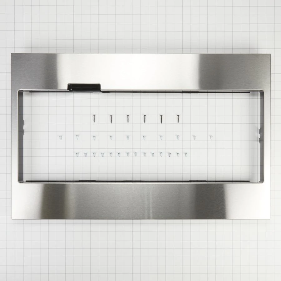 Built-in Low Profile Microwave Standard Trim Kit With Pocket Handle, Stainless Steel, Fits Cut-out Height 17-1/2"