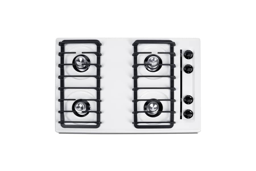 30" Wide 4-Burner Gas Cooktop, Battery Start Ignition