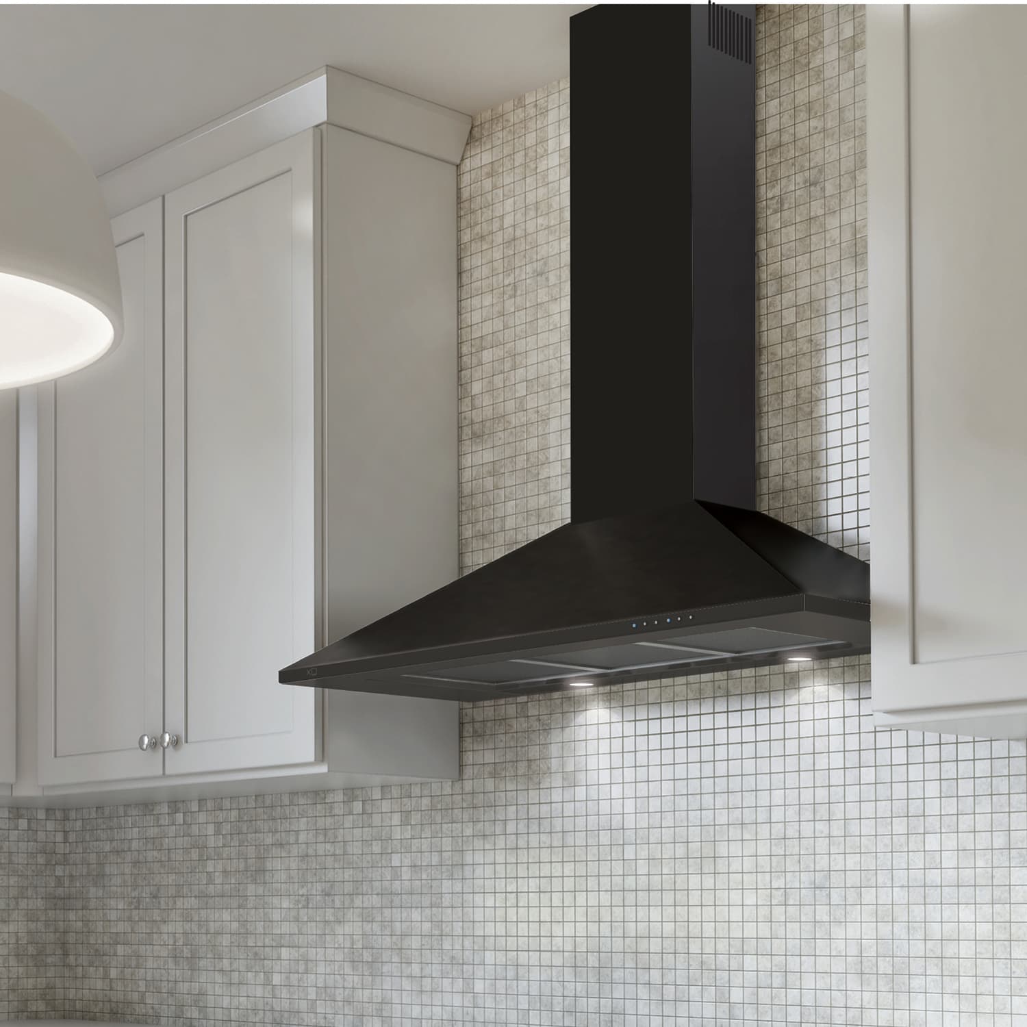 30" CCC 600/395 CFM Italian Made Wall Mount Chimney Range Hood BLACK