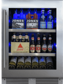24 Inch Undercounter Beverage Center with Glass Shelves, Door Lock, LED Lighting Interior, Adjustable Shelves, Flush Installation, X Active Circulation, Quiet Operation, Energy Star and Removable Wine Bottle Cradle Included